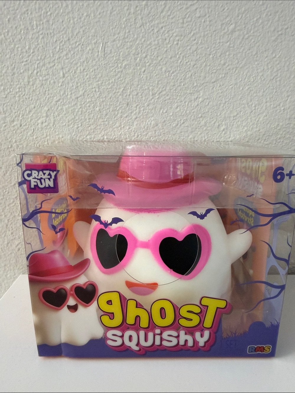 Pink Ghost Squishy with Heart Sunglasses